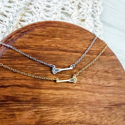 Tiny Lacrosse Stick Necklace | Lacrosse Mom Jewelry | Gold or Silver Minimal Sports Charm Necklace