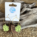 Handmade Hand-Painted Monstera Leaf Wood Earrings – Tropical & Chic! 🌿✨