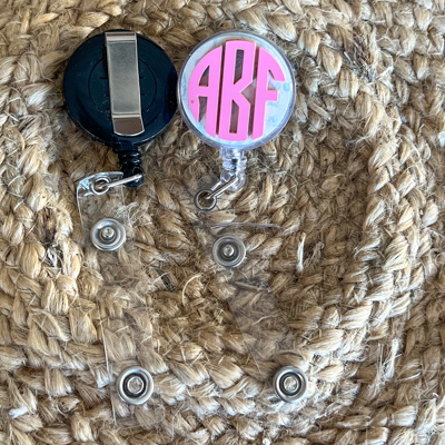 Personalized Acrylic Monogram Badge Reels Patterned Acrylic Gift