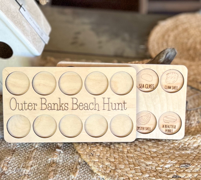 OBX Beach Hunt Scavenger Hunt Board | Kids Beach Activity | Coastal Travel Toy | Outer Banks Vacation Gift | Wooden Beach Treasure Hunt