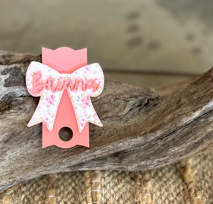 Personalized Tumbler Topper with Bow | Custom Acrylic Cup Charm Lid Accessory