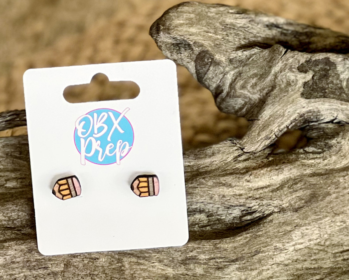 Mini Teacher + Girl Stud Earrings – Hand Painted Birch Wood