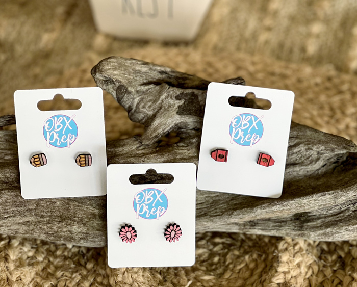 Mini Teacher + Girl Stud Earrings – Hand Painted Birch Wood