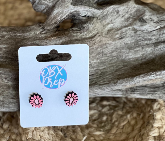 Mini Teacher + Girl Stud Earrings – Hand Painted Birch Wood