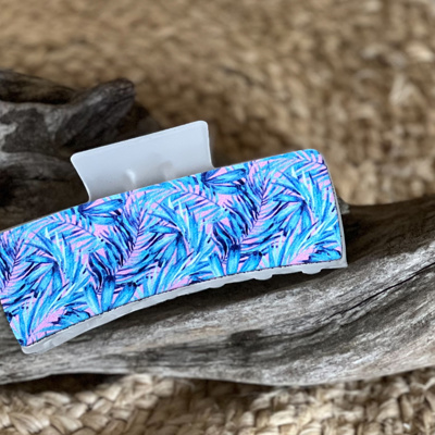 Purple & Blue Palm Tree Leather Hair Claw – Handmade in the Outer Banks