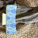  Light Blue Bows with White Floral Pattern Leather Hair Claw – Handmade in the Outer Banks