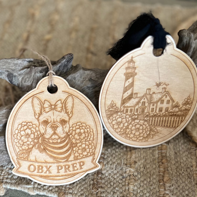 French Bulldog Ornament | Coastal Garden Frenchie Car Charm | Personalized Beach Ornament | Hydrangea Dog Ornament | Custom Coastal Gift