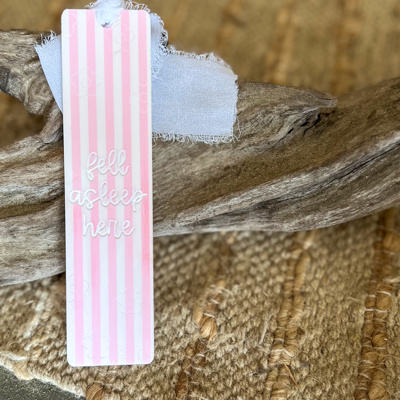 Personalized Pink Stripe Acrylic Bookmark