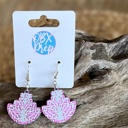 Pink Folk Floral Engraved Preppy Trellis Earring Collection – Handmade in the OBX