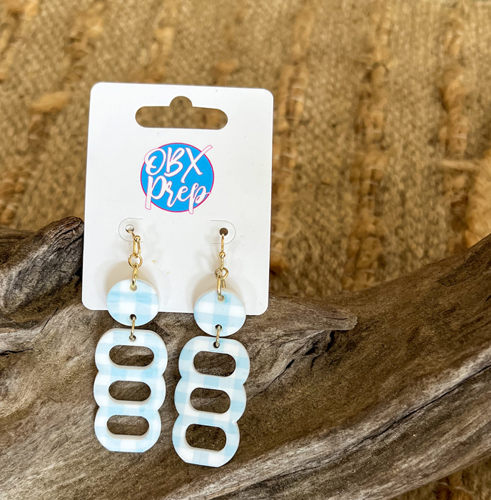 Blue Gingham Bubble Hoop Earrings | Coastal Garden Collection