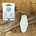  Sailboat blue acrylic dangle earrings with bow top studs 