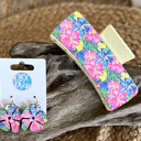  Tropical Bloom Leather Earrings- Handmade in the OBX 