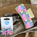  Tropical Bloom Leather Earrings- Handmade in the OBX 