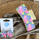  Tropical Bloom Leather Earrings- Handmade in the OBX 