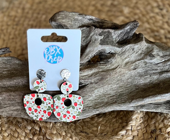 Strawberries on the Vine Plump Hoop Earrings – Handmade in OBX