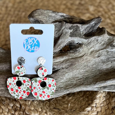 Strawberries on the Vine Plump Hoop Earrings – Handmade in OBX
