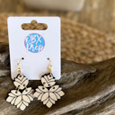  Abstract Floral Hand Painted Wood Dangle Earrings 