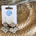  Abstract Floral Hand Painted Wood Dangle Earrings 