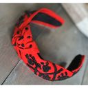 Red/Black Paw Print Seed Beaded Team Spirit Top Knot Headband – Cheer in Style!