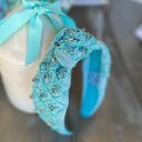  Ocean Blue Beaded Headband with Rhinestone Details