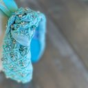  Ocean Blue Beaded Headband with Rhinestone Details