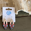  Hand Painted Patriotic Red, White & Blue Wood Earrings – Made in OBX