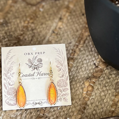 Coastal Harvest Glow Teardrop Earrings | Iridescent Coral Shell Dangle Earrings