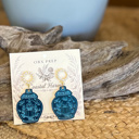  Coastal Harvest Ginger Jar Earrings | Blue & Pearl Statement Earrings