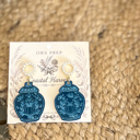  Coastal Harvest Ginger Jar Earrings | Blue & Pearl Statement Earrings