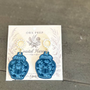  Coastal Harvest Ginger Jar Earrings | Blue & Pearl Statement Earrings