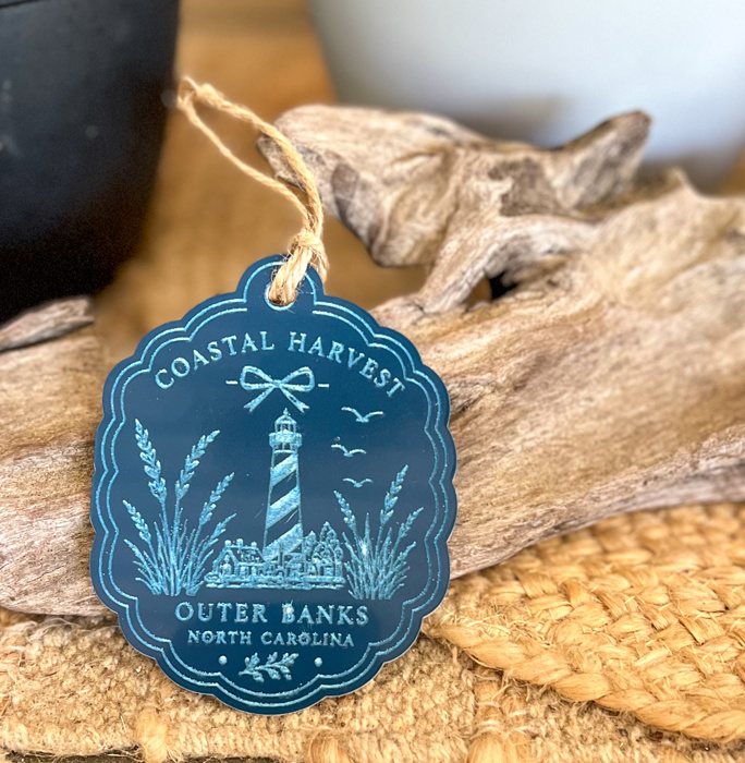 Coastal Harvest Engraved Ornaments | Blue & White Acrylic or Baltic Birch