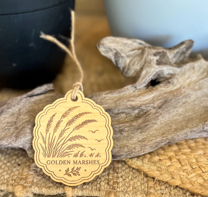 Coastal Harvest Engraved Ornaments | Blue & White Acrylic or Baltic Birch