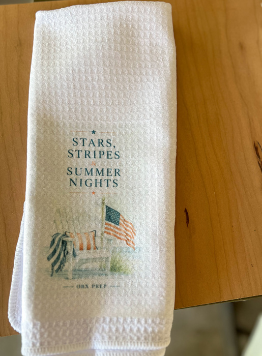 Stars, Stripes & Summer Nights Tea Towel | Patriotic Coastal Kitchen Towel | Americana Kitchen Decor | Handmade in the Outer Banks