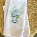  Hydrangea Tea Towel | Coastal Garden Kitchen Towel | Floral Kitchen Decor | Handmade in the Outer Banks