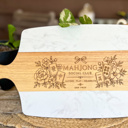  Mahjong Social Club Marble & Acacia Serving Board 