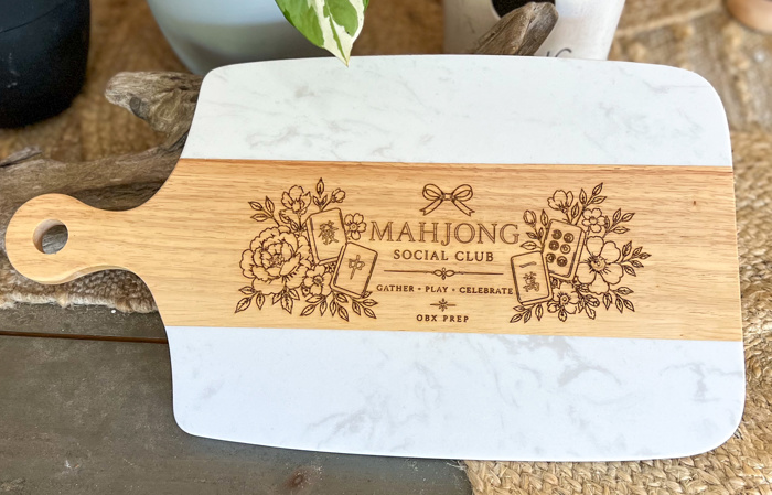 Mahjong Social Club Marble & Acacia Serving Board 