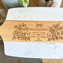  Mahjong Social Club Marble & Acacia Serving Board 