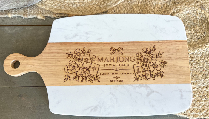 Mahjong Social Club Marble & Acacia Serving Board 