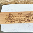  Mahjong Social Club Marble & Acacia Serving Board 