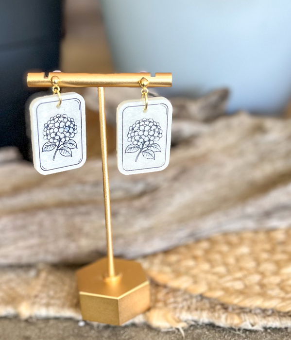 Mahjong Tile Earrings | Pearl Ivory Acrylic | Gold Stud Earrings | Handmade Mahjong Jewelry