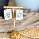 Hydrangea Mahjong Tile Earrings | Pearl Ivory Acrylic | Gold Stud Earrings | Handmade Mahjong Jewelry