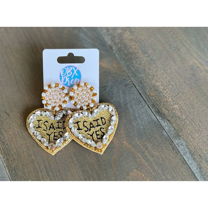 I Said Yes Gold Bride to Be Rhinestone Dangle Earrings – A Sparkling Statement for the Bride! 💍