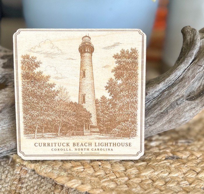 Outer Banks Heritage Engraved Wood Coasters | OBX Landmark Collection