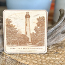 02- Currituck Beach Lighthouse Outer Banks Heritage Engraved Wood Coasters | OBX Landmark Collection
