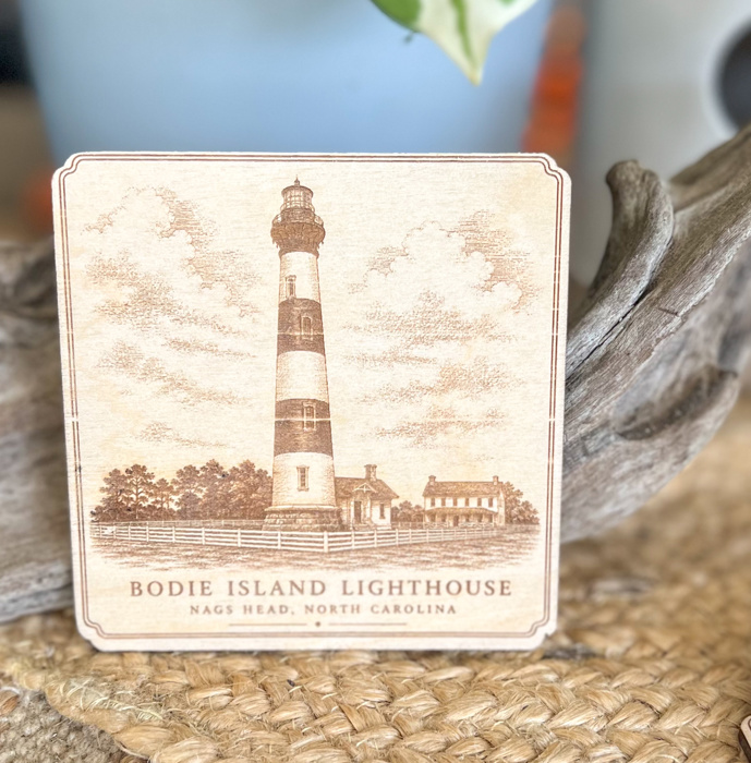 Outer Banks Heritage Engraved Wood Coasters | OBX Landmark Collection