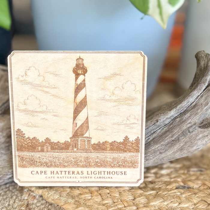 Outer Banks Heritage Engraved Wood Coasters | OBX Landmark Collection