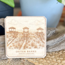 OBX Dunes Outer Banks Heritage Engraved Wood Coasters | OBX Landmark Collection