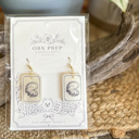 Oyster w pearl Mahjong Tile Earrings | Pearl Ivory Acrylic | Gold Stud Earrings | Handmade Mahjong Jewelry