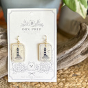 Lighthouse Mahjong Tile Earrings | Pearl Ivory Acrylic | Gold Stud Earrings | Handmade Mahjong Jewelry