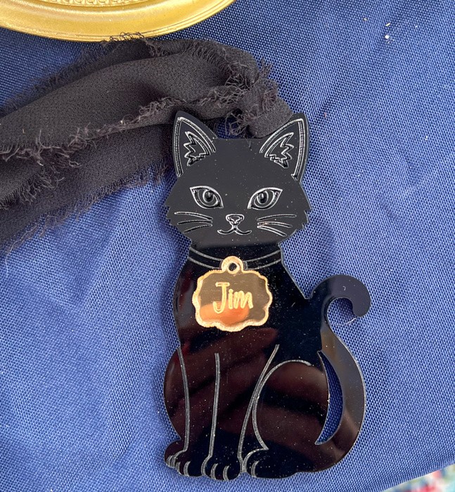 Personalized Black Cat Halloween Bag Tag
